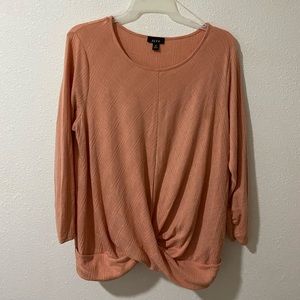 Long sleeve plus size blouse. Rose gold color